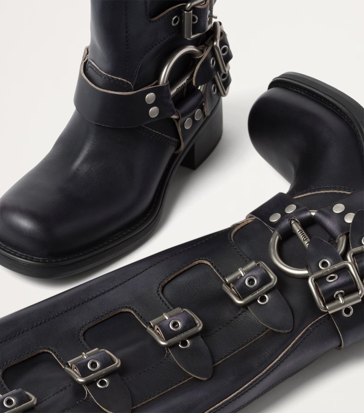Miu Miu Leather Buckle Boots