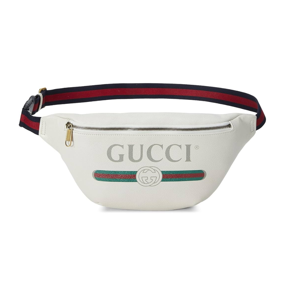 Gucci White Logo Leather Belt Bag