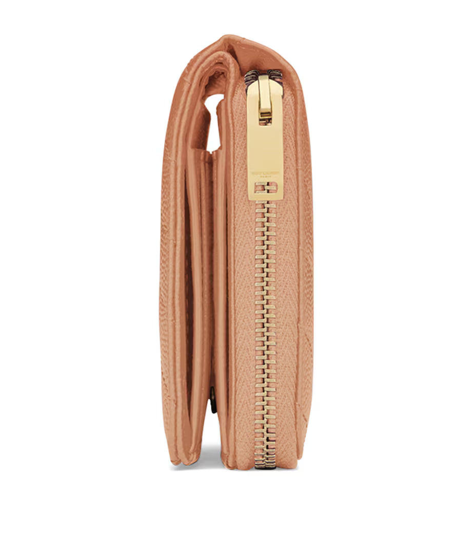 Ysl Monogram Matelasse Zip-Around Wallet