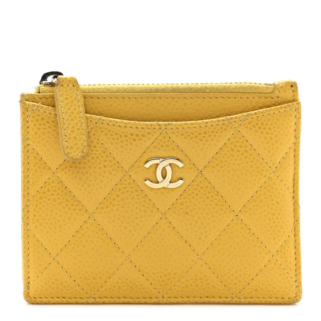 Caviar Zip Card Holder Yellow