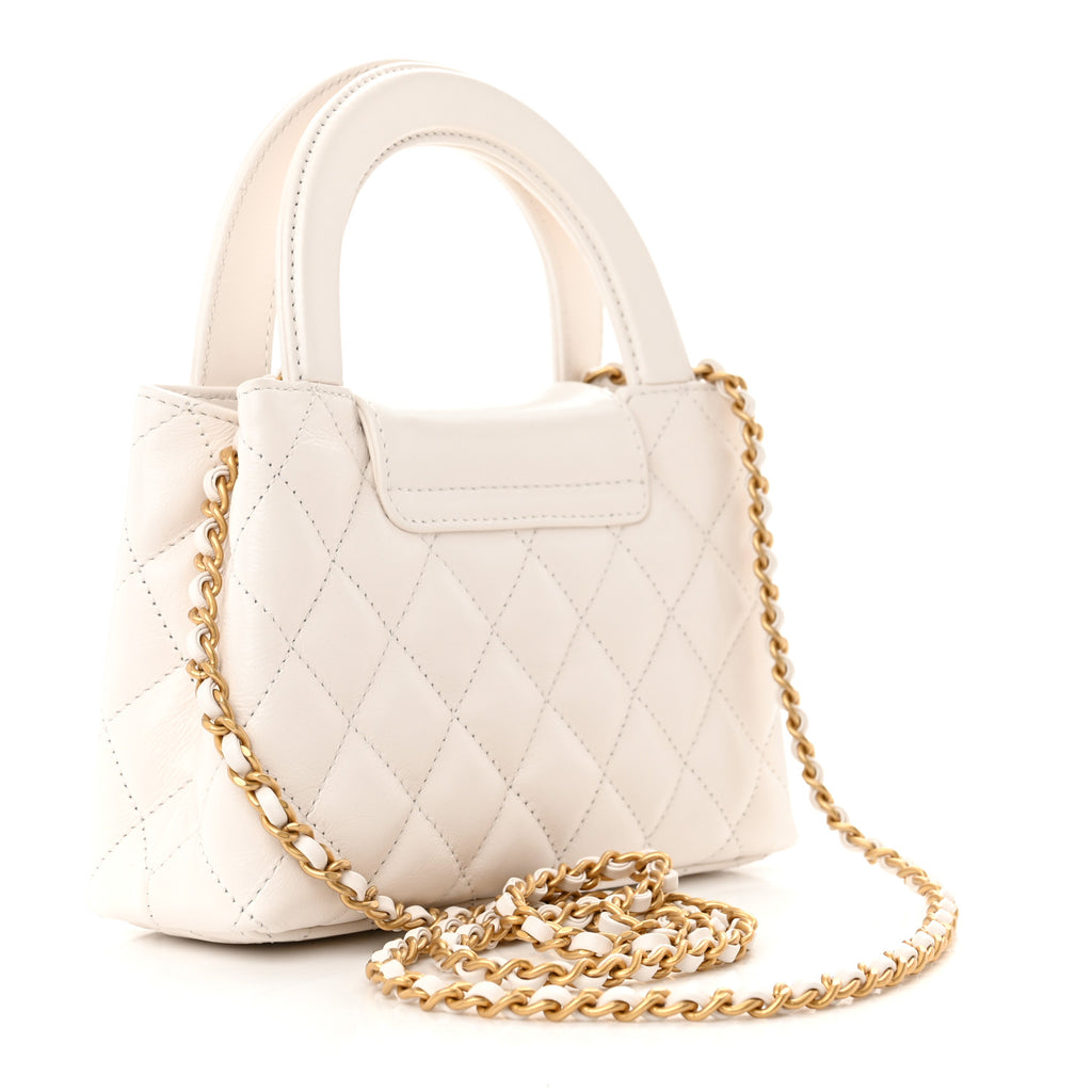 Shiny Aged Quilted Nano Kelly White