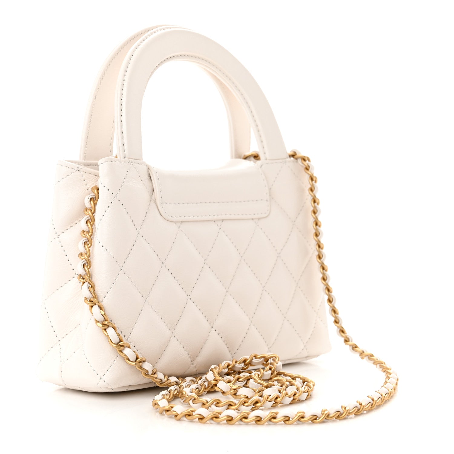 Shiny Aged Quilted Nano Kelly White