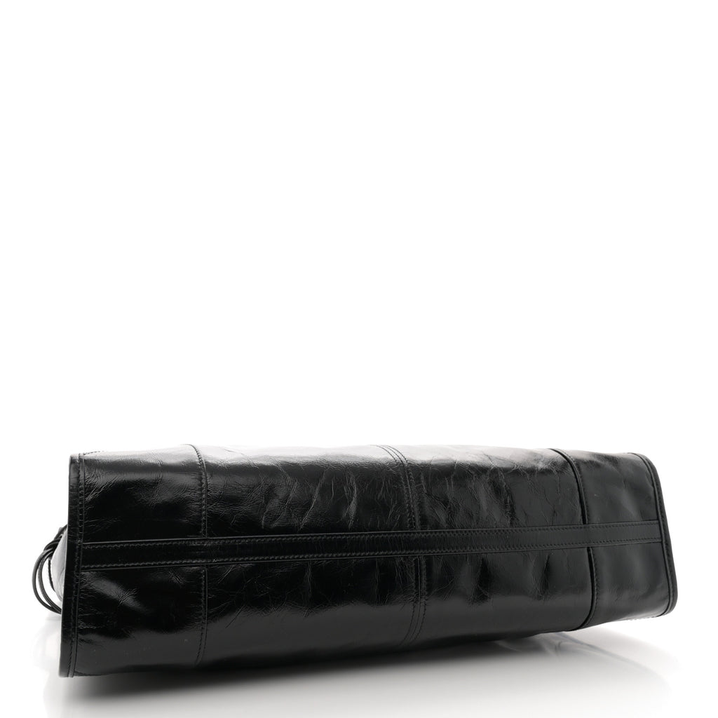 Prada Shiny Large Shoulder Bag Black