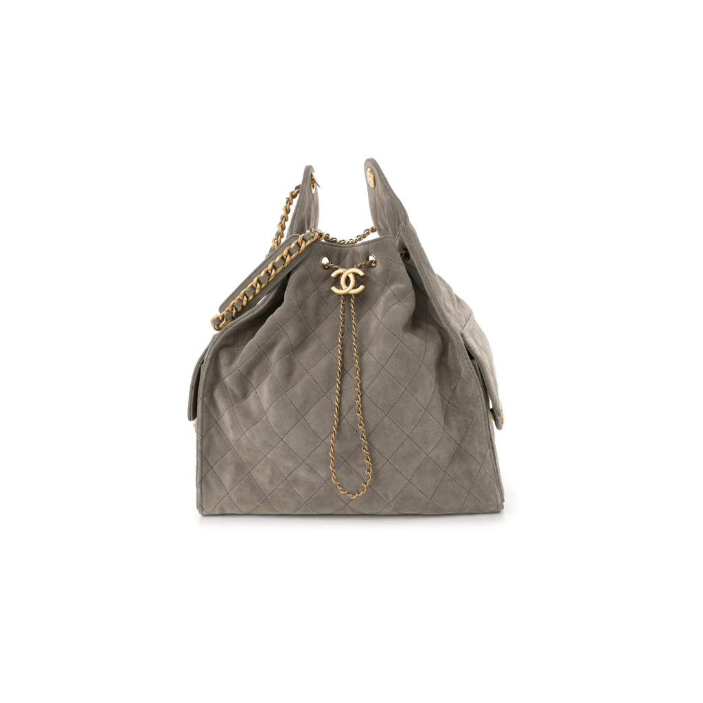 Suede Quilted Chanel Handbag