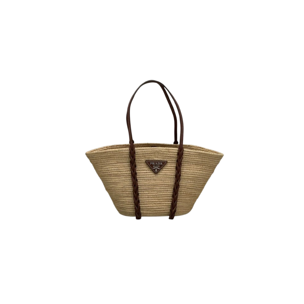 Prada Raffia Leather Shopping Bag