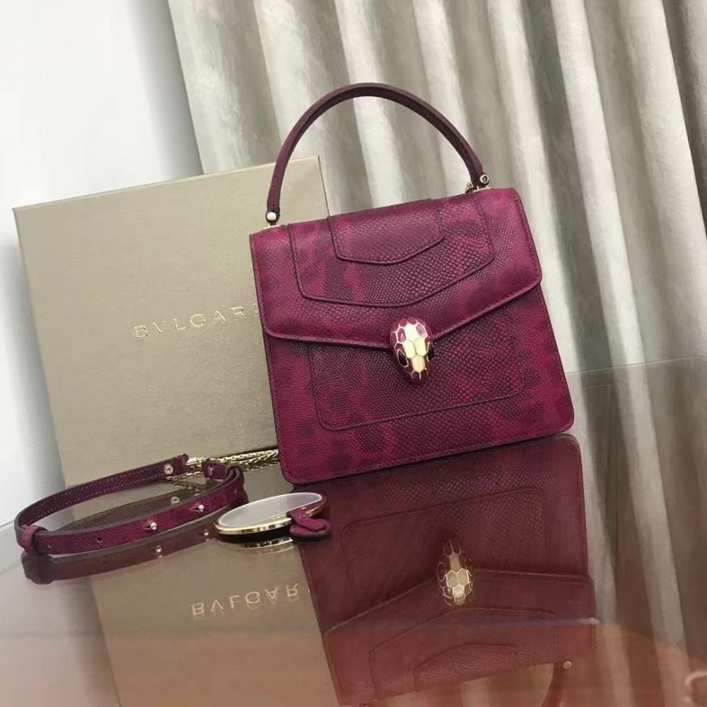 Bulgari Leather Flap Bag Burgundy
