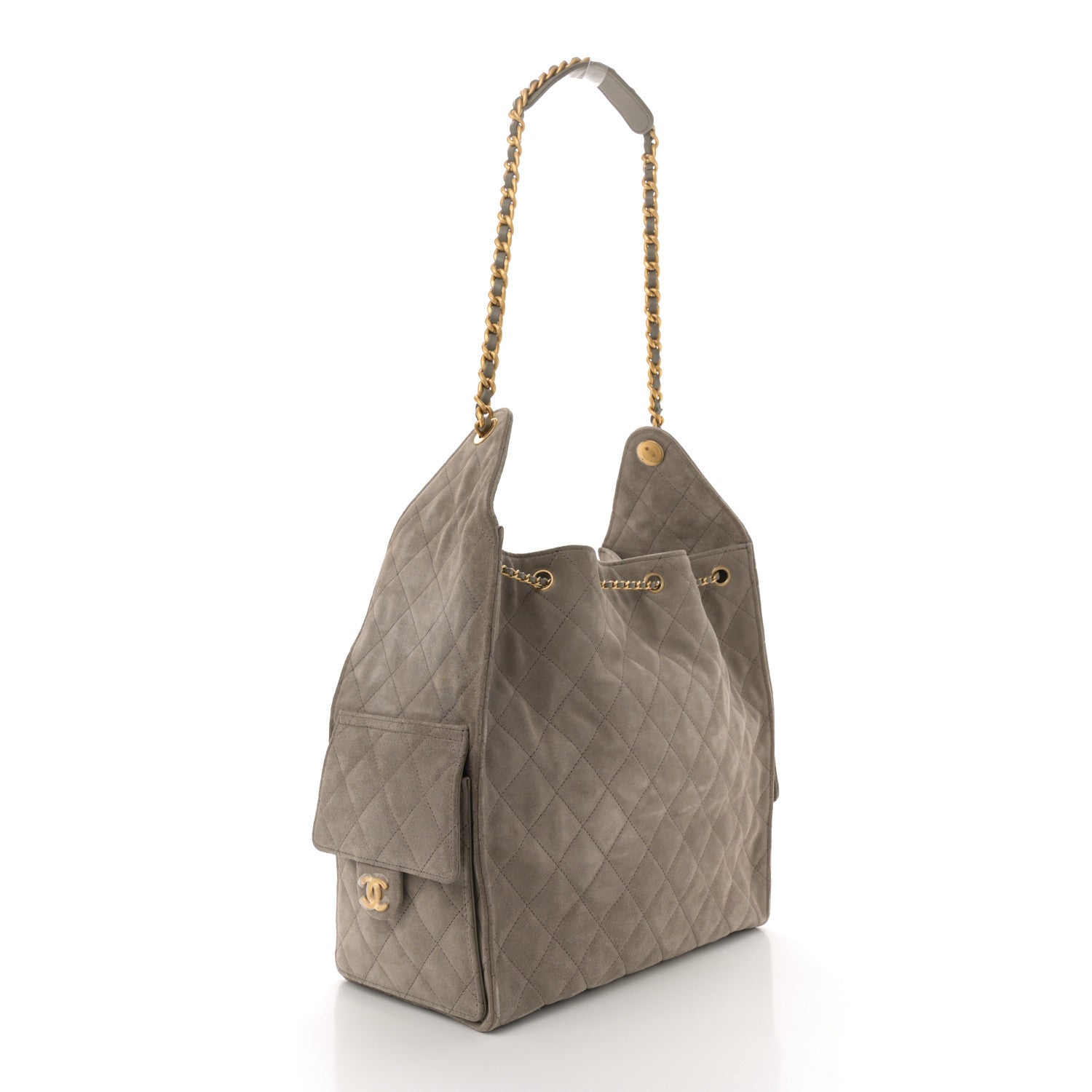 Suede Quilted Chanel Handbag