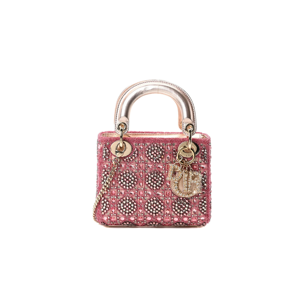 Metallic Bead Embroidery Mini Lady Dior