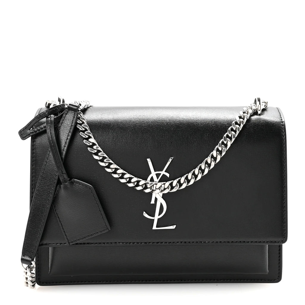 Ysl Calfskin Medium Monogram Sunset Black Bag