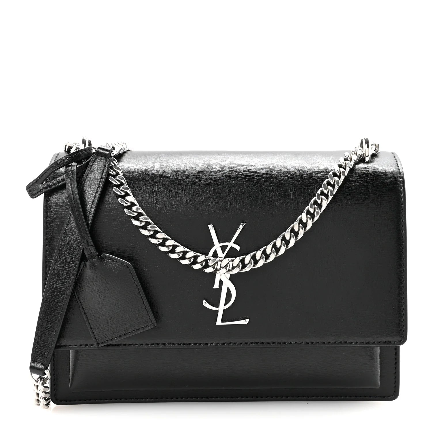 Ysl Calfskin Medium Monogram Sunset Black Bag