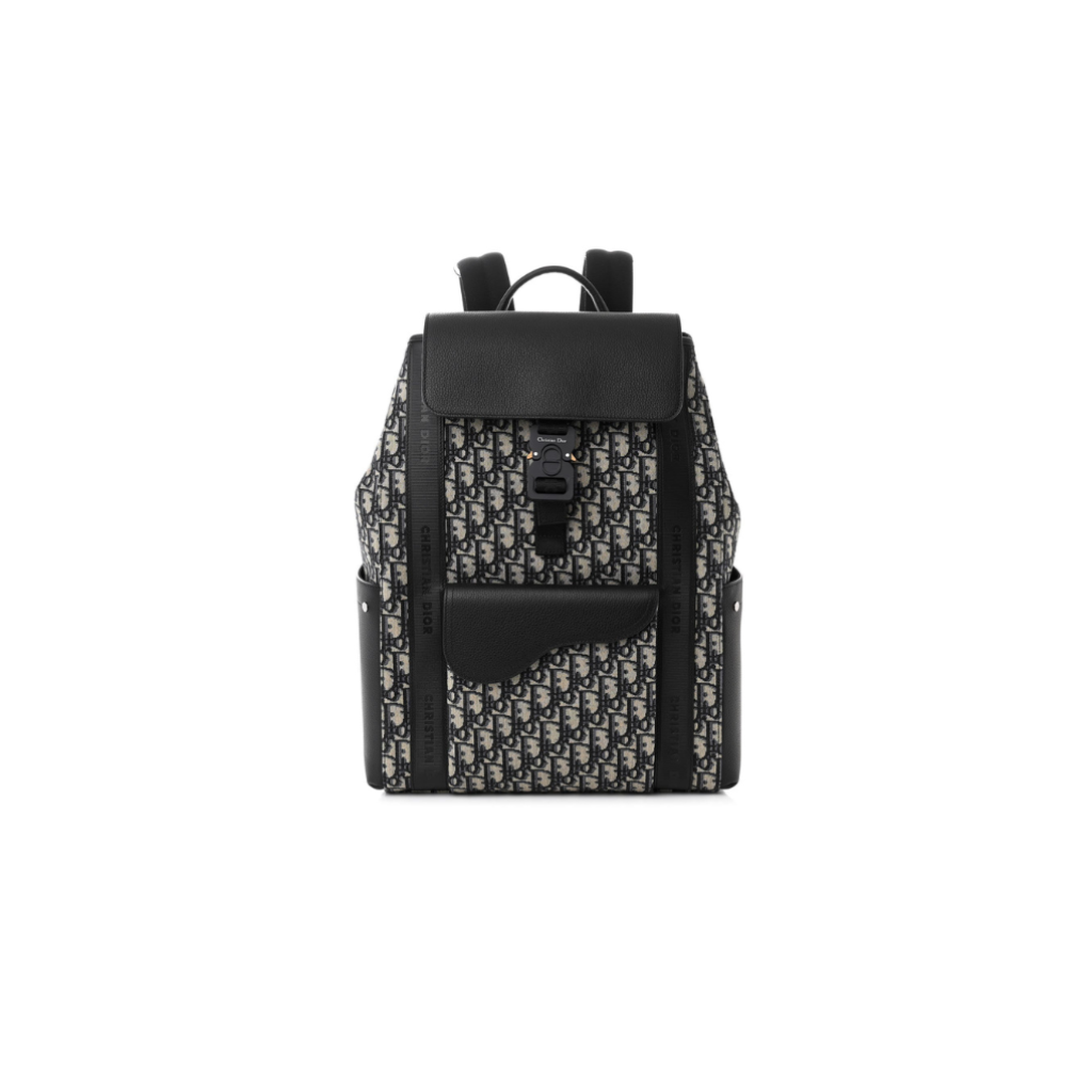 Dior Oblique Jacquard Grained Calfskin Saddle Backpack