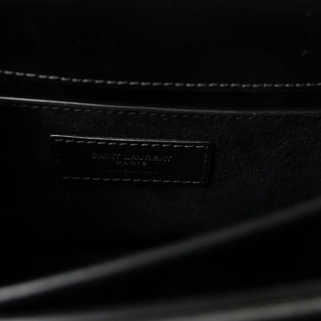 Ysl Calfskin Medium Monogram Sunset Black Bag