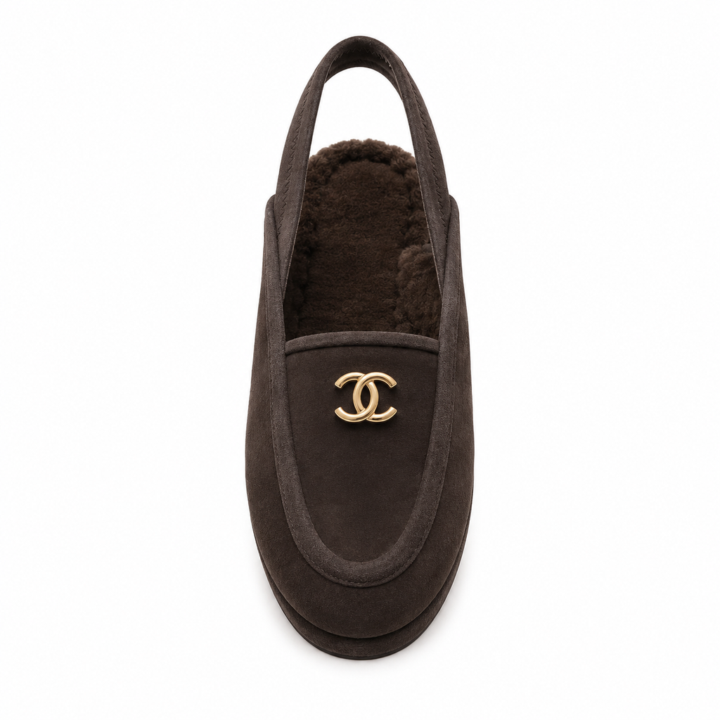 Chanel Suede CC Slingback Brown