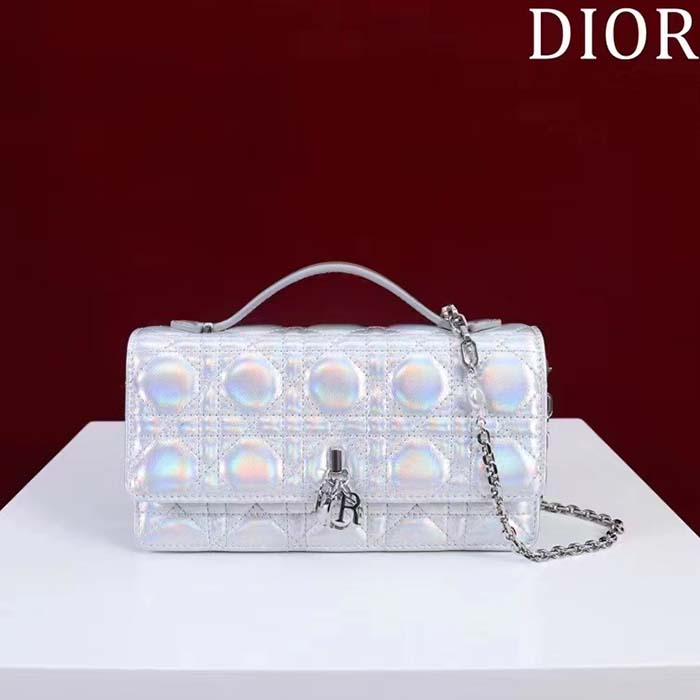 Dior Women CD Miss Dior Mini Bag Silver Metallic