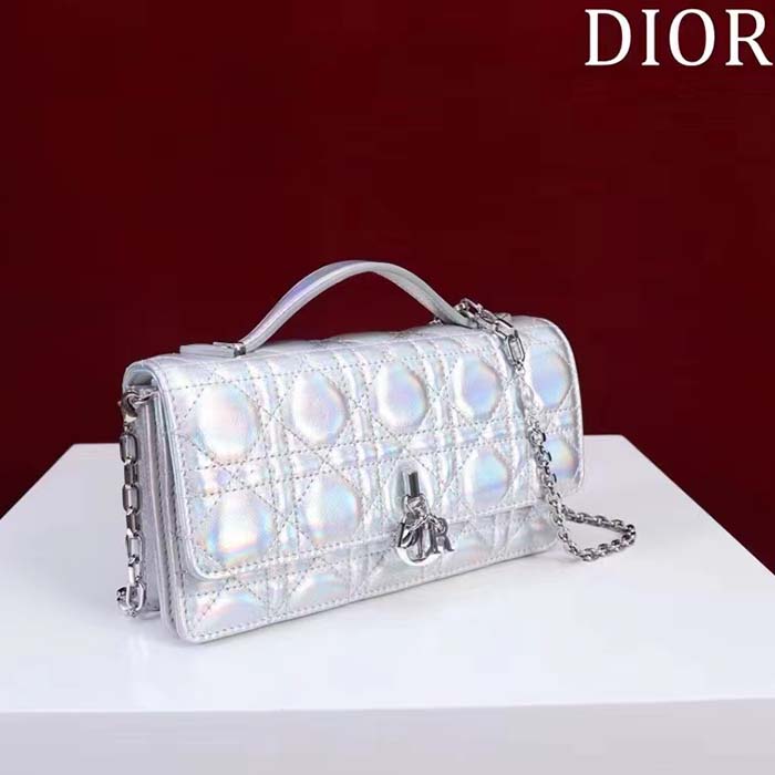 Dior Women CD Miss Dior Mini Bag Silver Metallic