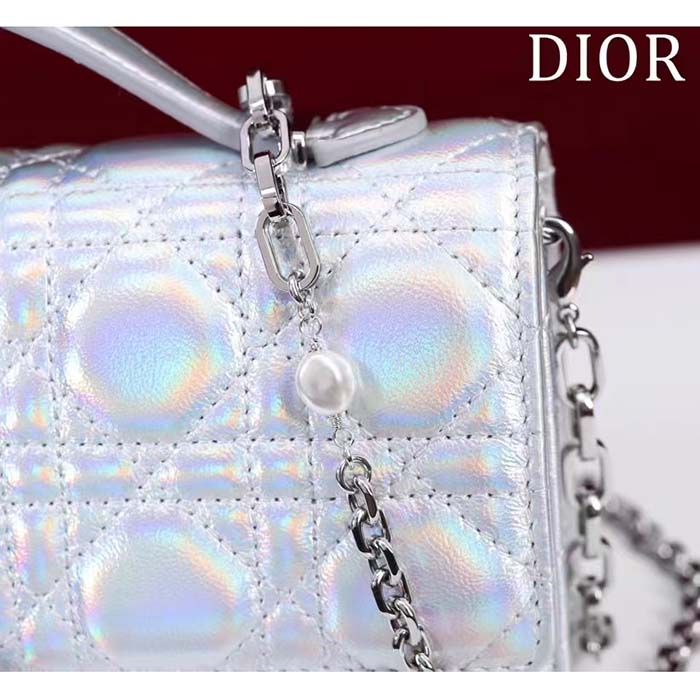 Dior Women CD Miss Dior Mini Bag Silver Metallic