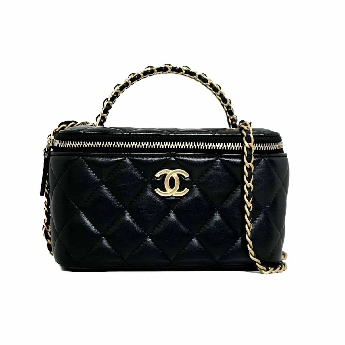 Chanel Black Lamb Skin Top Handle Bag