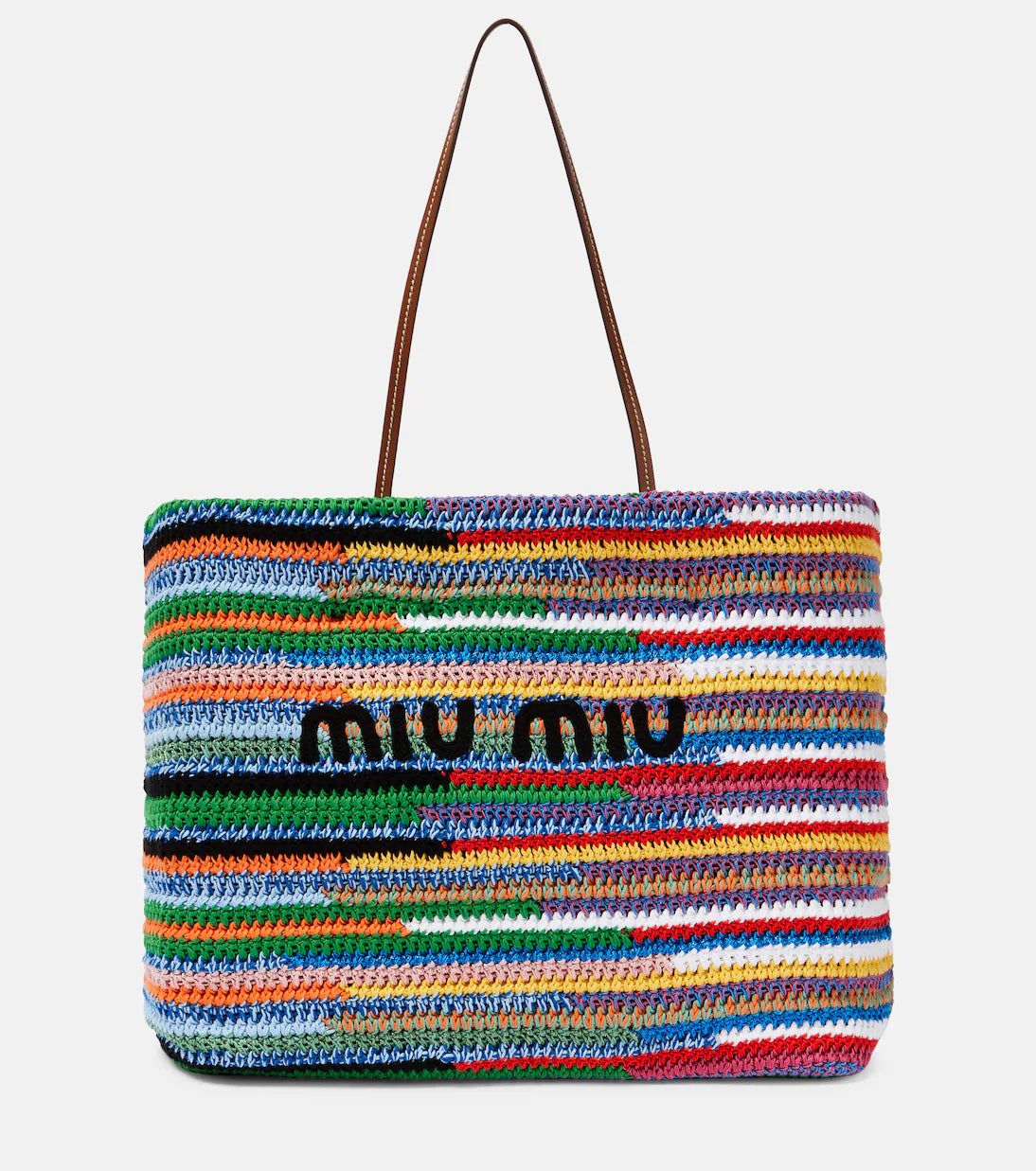 Miu Miu striped crochet tote bag