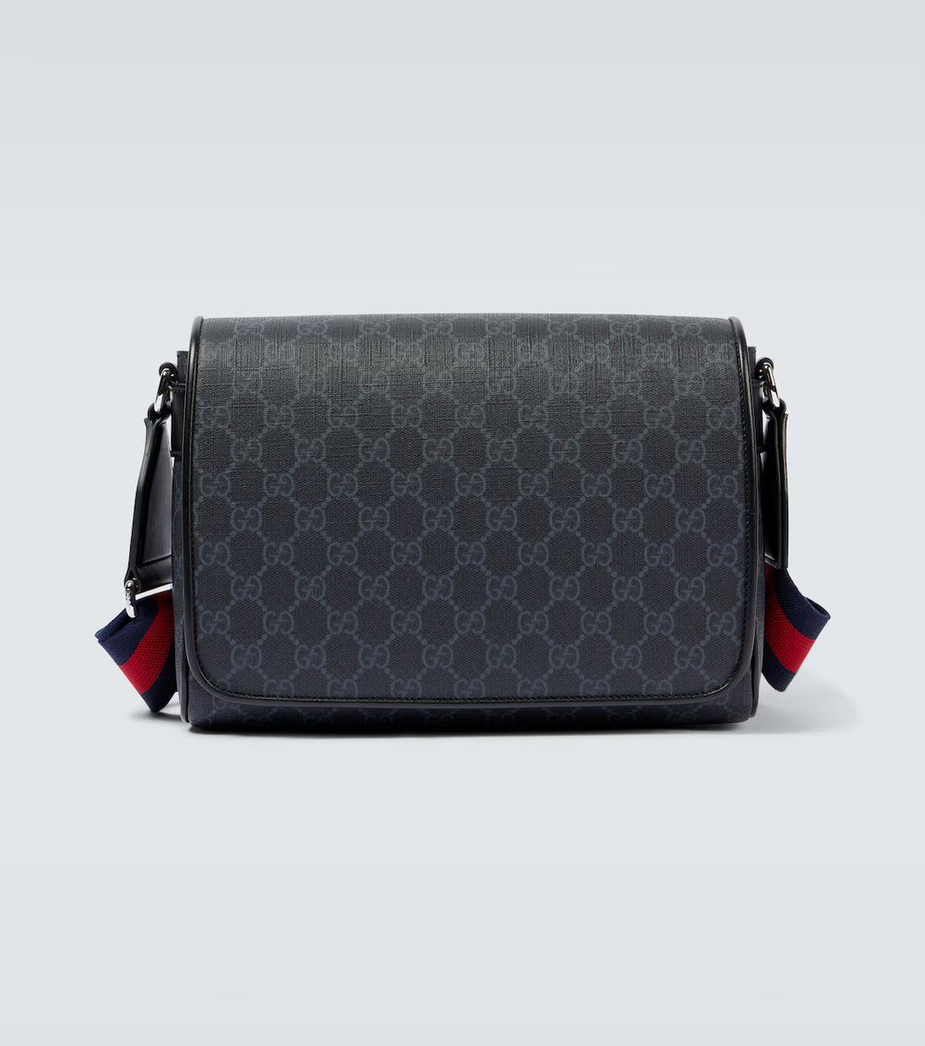 Gucci Leather-trimmed GG canvas crossbody bag