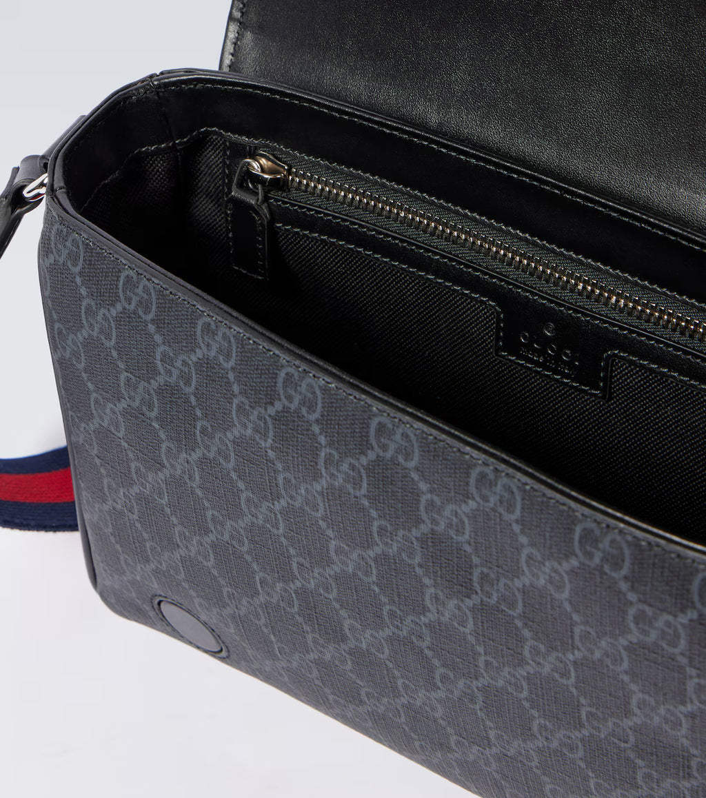 Gucci Leather-trimmed GG canvas crossbody bag