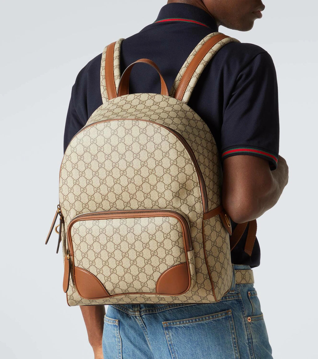 Gucci Canvas leather-trimmed backpack