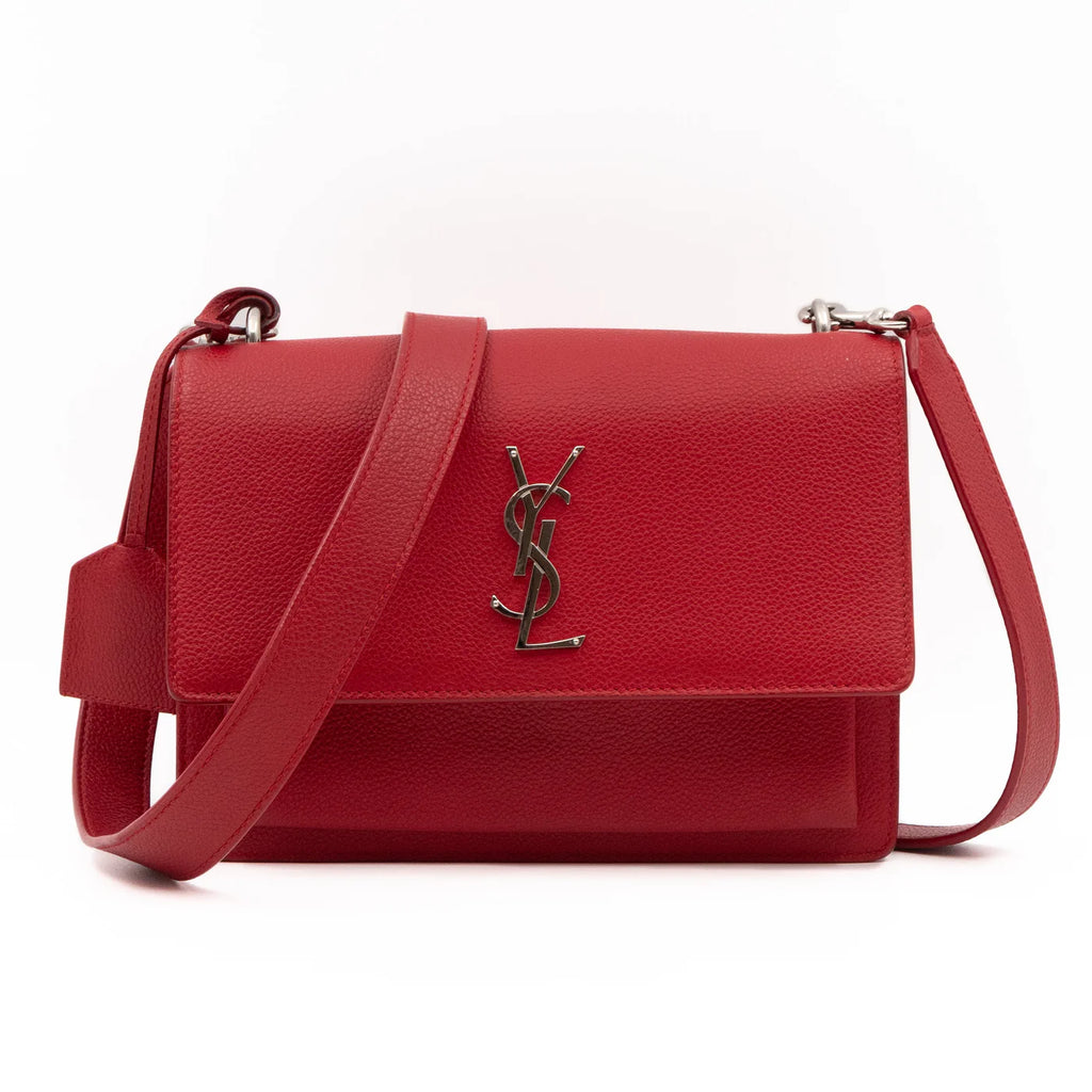 Ysl Sunset Red Grained Leather Bag