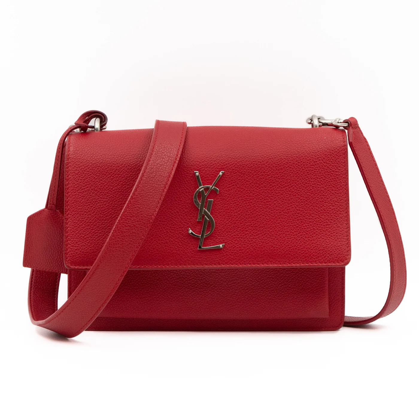 Ysl Sunset Red Grained Leather Bag