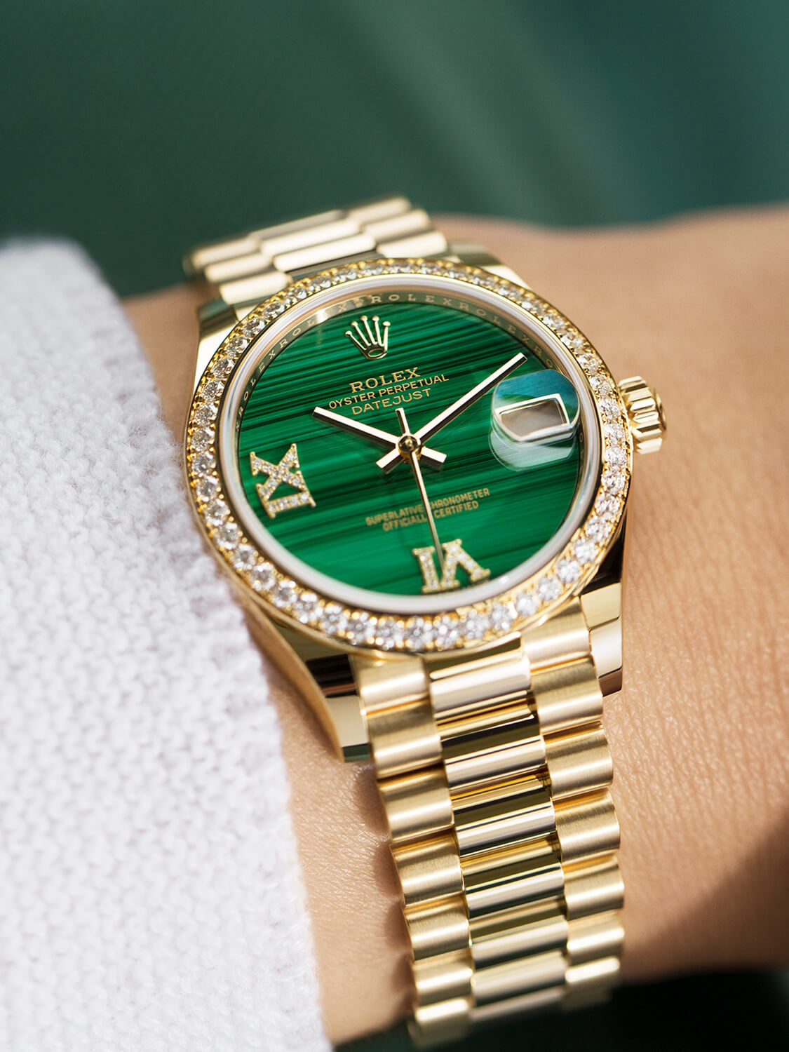 Rolex Datejust  Malachite set with diamonds