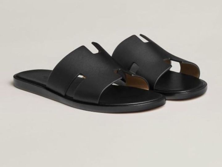 Leather sandals Hermès Black
