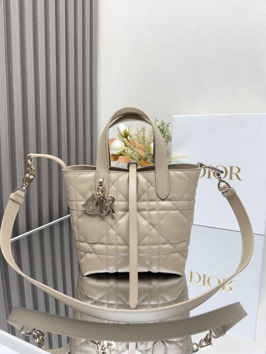 Dior Toujours Calfskin Powder Beige Tote Bag