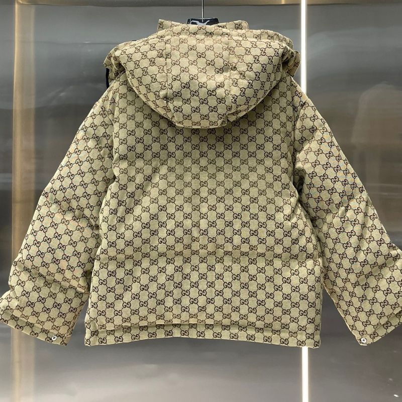 Gucci GG Cotton Canvas Down Brown Jacket