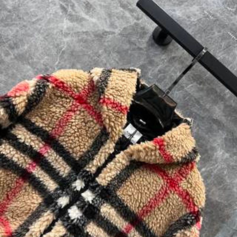 Burberry FW Winter New Plaid Lamb Wool Hooded Sweatshirt