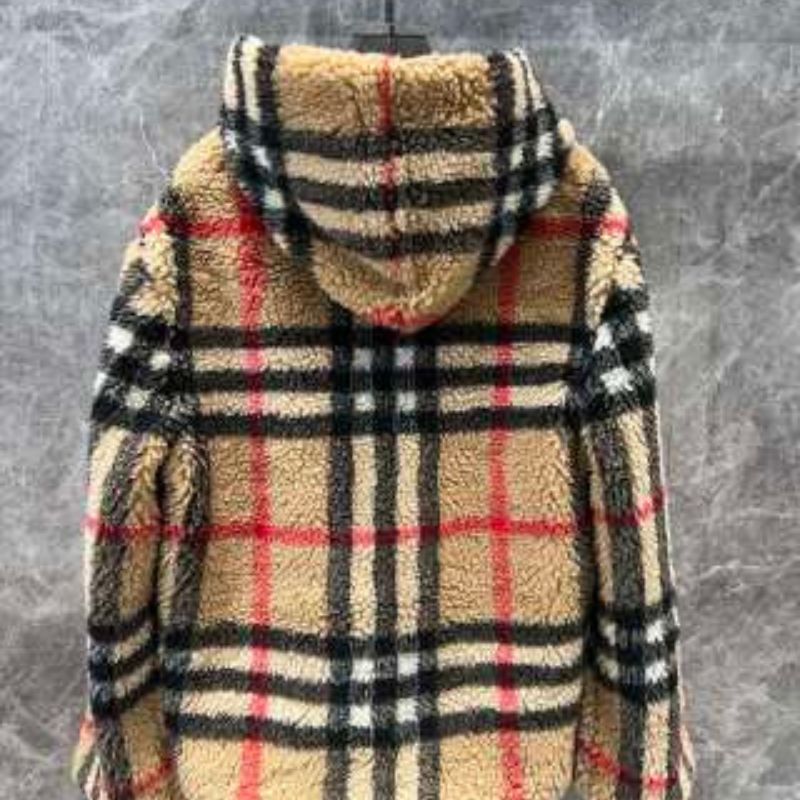 Burberry FW Winter New Plaid Lamb Wool Hooded Sweatshirt