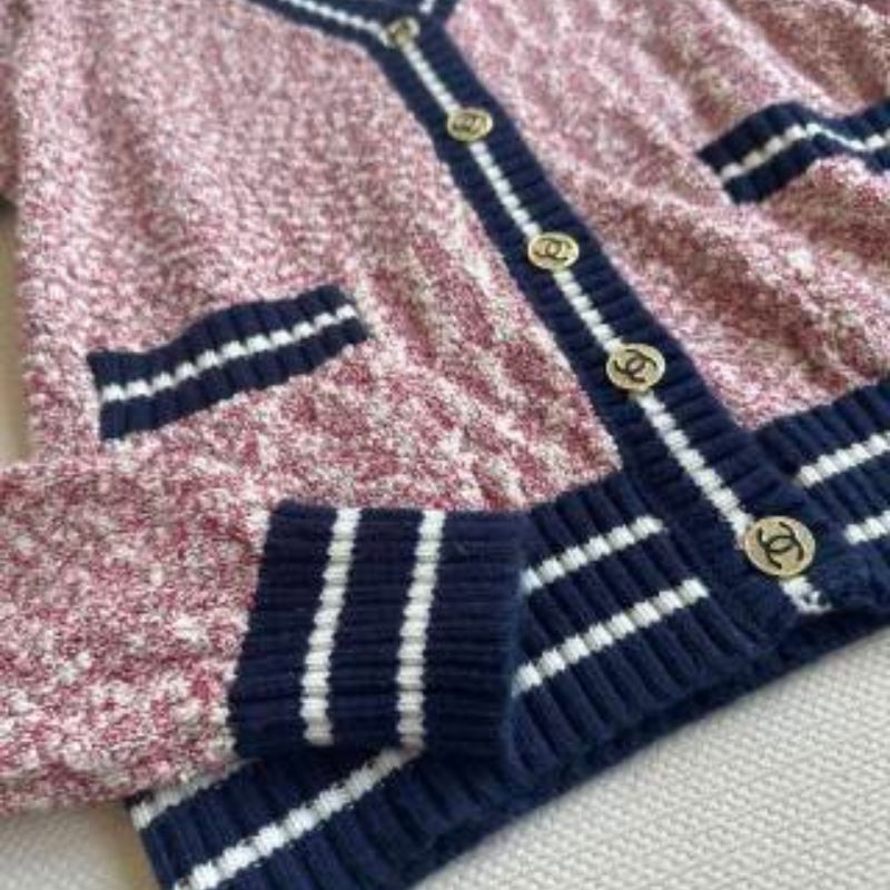 Chanel Charm Single-Breasted Hollow-Knit Sweatshirt