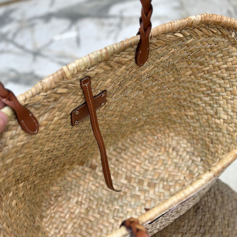 Prada Large Raffia Leather Shopping Bag