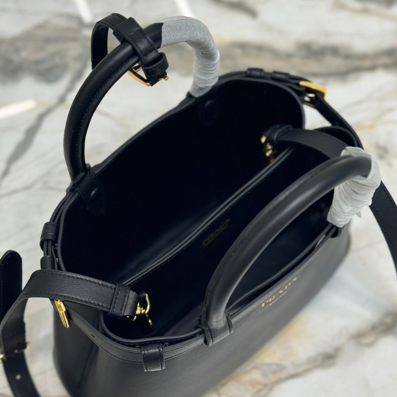 Prada Buckle Small Leather Handbag With Double Belt
