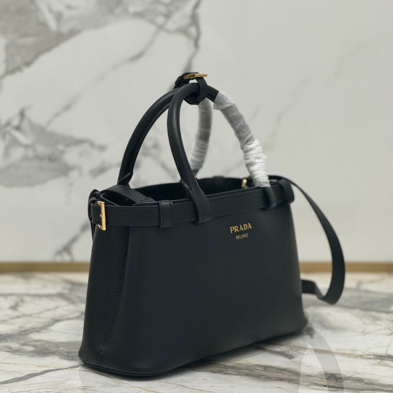 Prada Buckle Small Leather Handbag With Double Belt