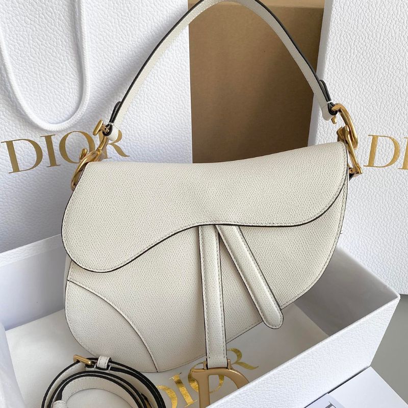 Dior Strap Latte Grained Calfskin Saddle Bag