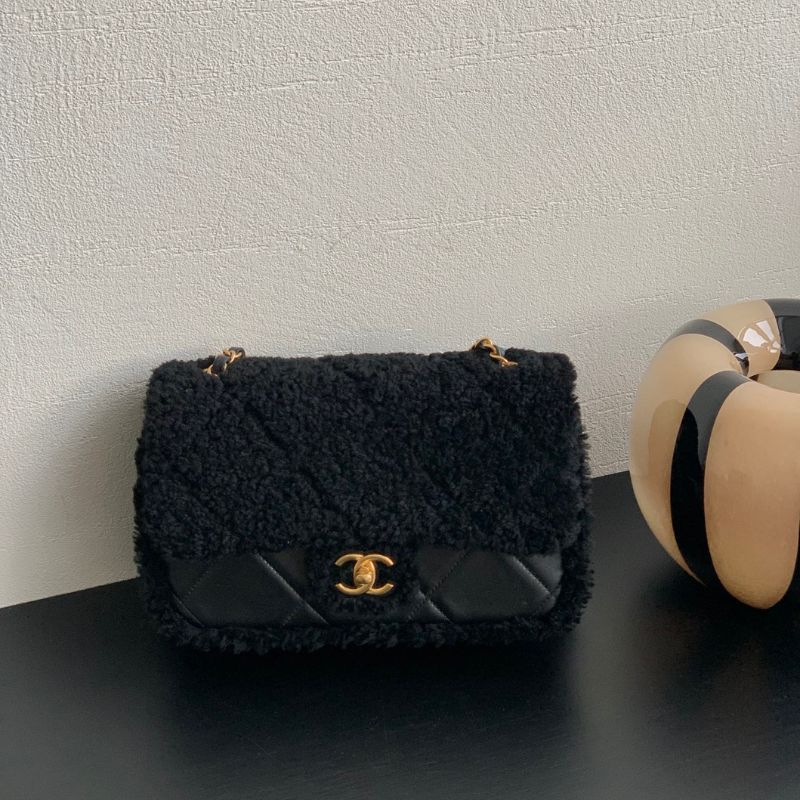 Chanel Shearling Flap Black Bag