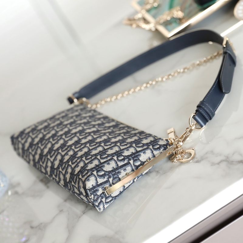 Dior Club 27 Blue Oblique Jacquard Bag