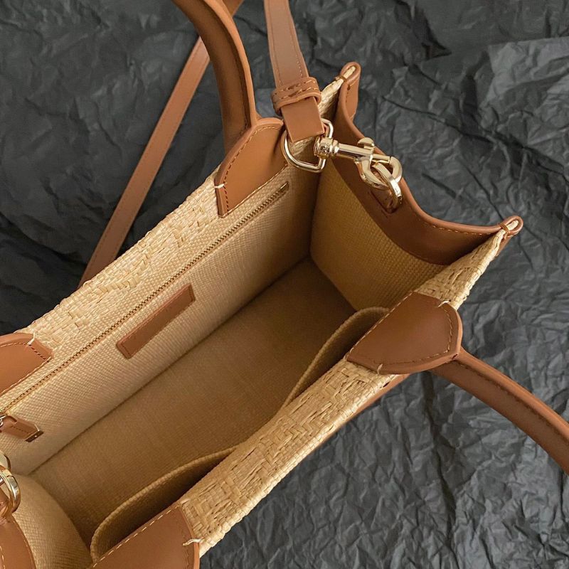 Dior Beige Cannage Raffia Tote Bag