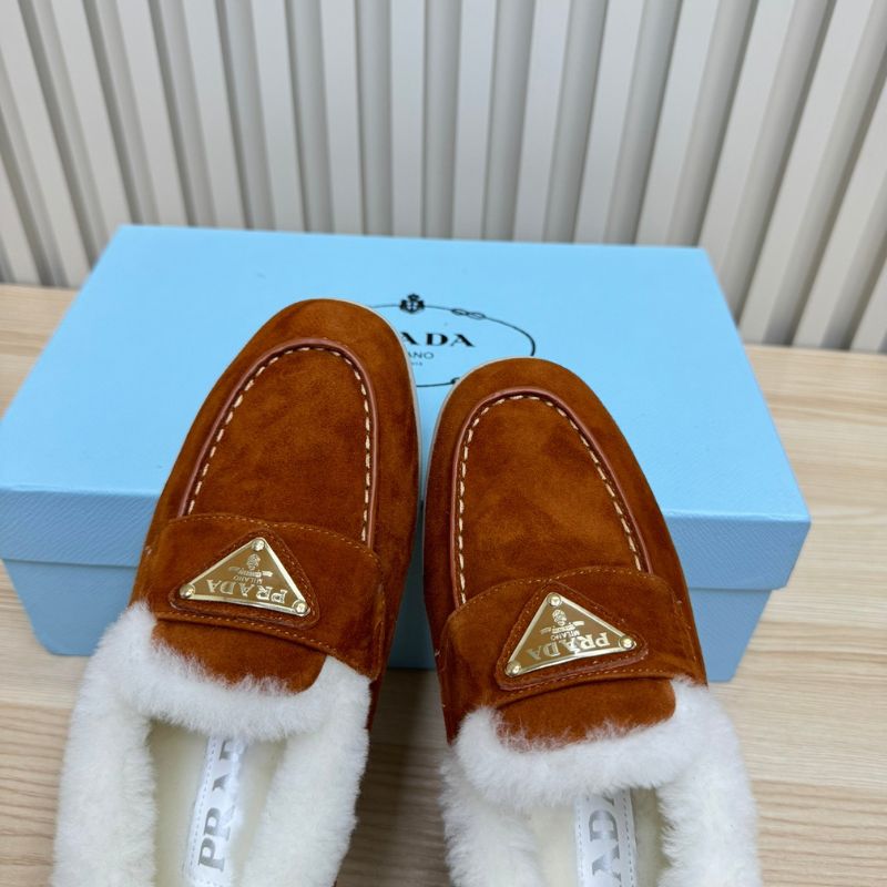 Prada Suede and Shearling Loafers