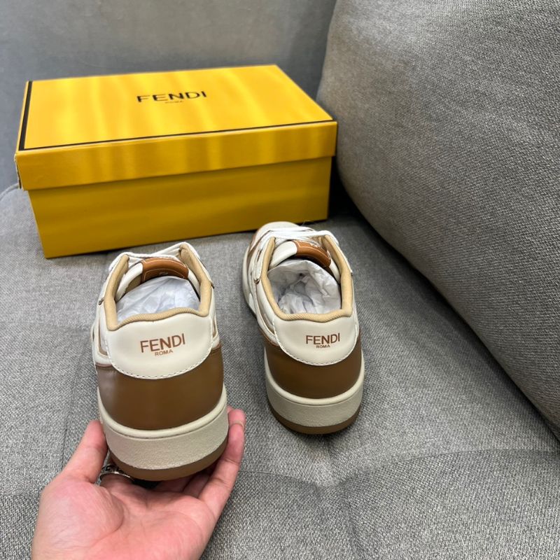 Fendi Brown Match Applique Leather Sneaker