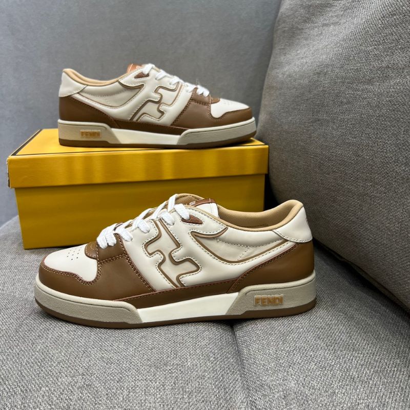 Fendi Brown Match Applique Leather Sneaker