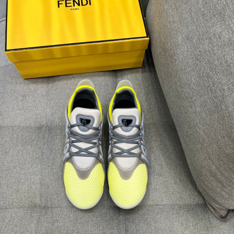 Fendi Tag Yellow Sneakers