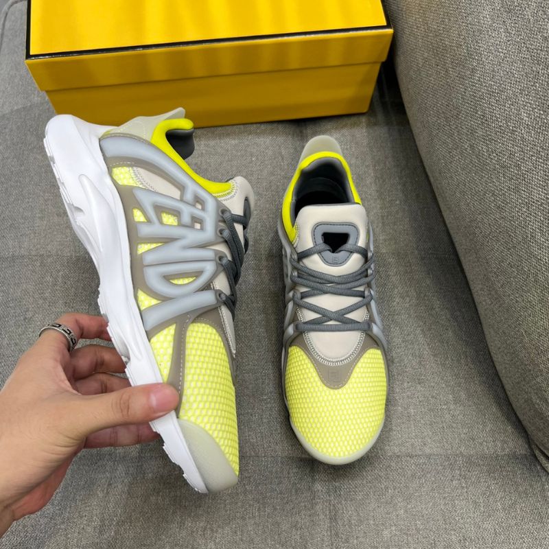 Fendi Tag Yellow Sneakers