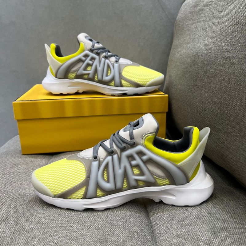 Fendi Tag Yellow Sneakers