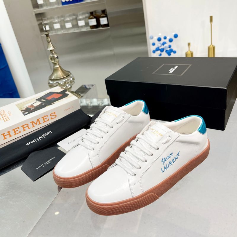YSL Leather Brooklyn Embroidered Logo Sneakers