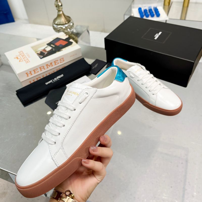 YSL Leather Brooklyn Embroidered Logo Sneakers
