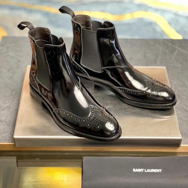 Saint Laurent Leather Black Ankle Boots